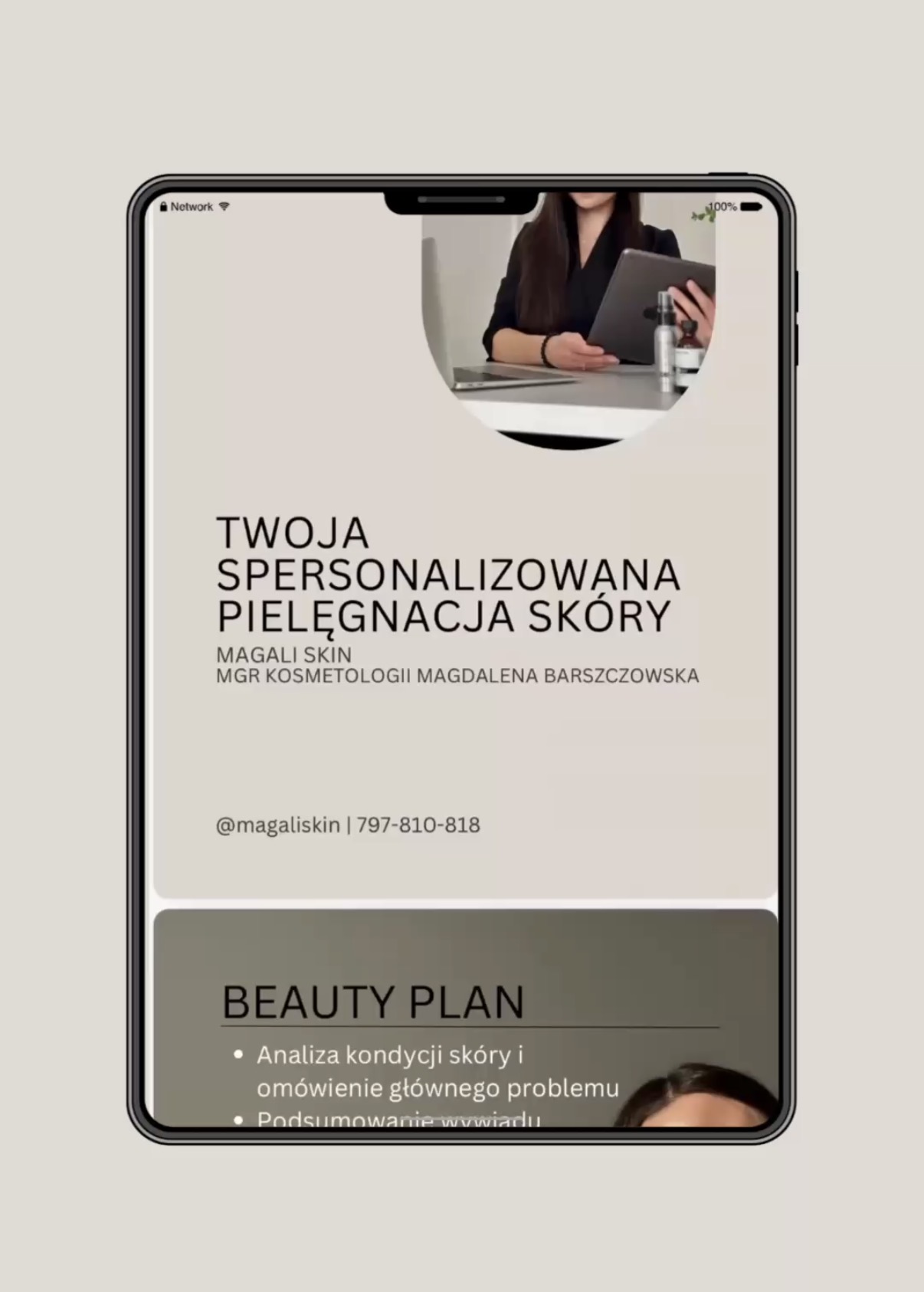 Beauty plan z listą kosmetyków